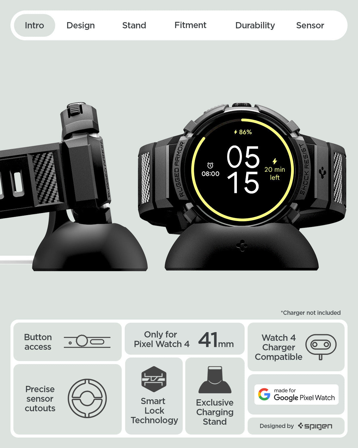 Pixel Watch 4 Series - Rugged Armor Pro + Stand
