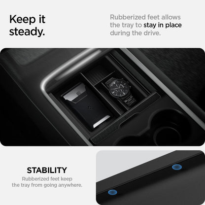 Tesla Series - Sliding Center Console Organizer Upper Tray | 4-Section