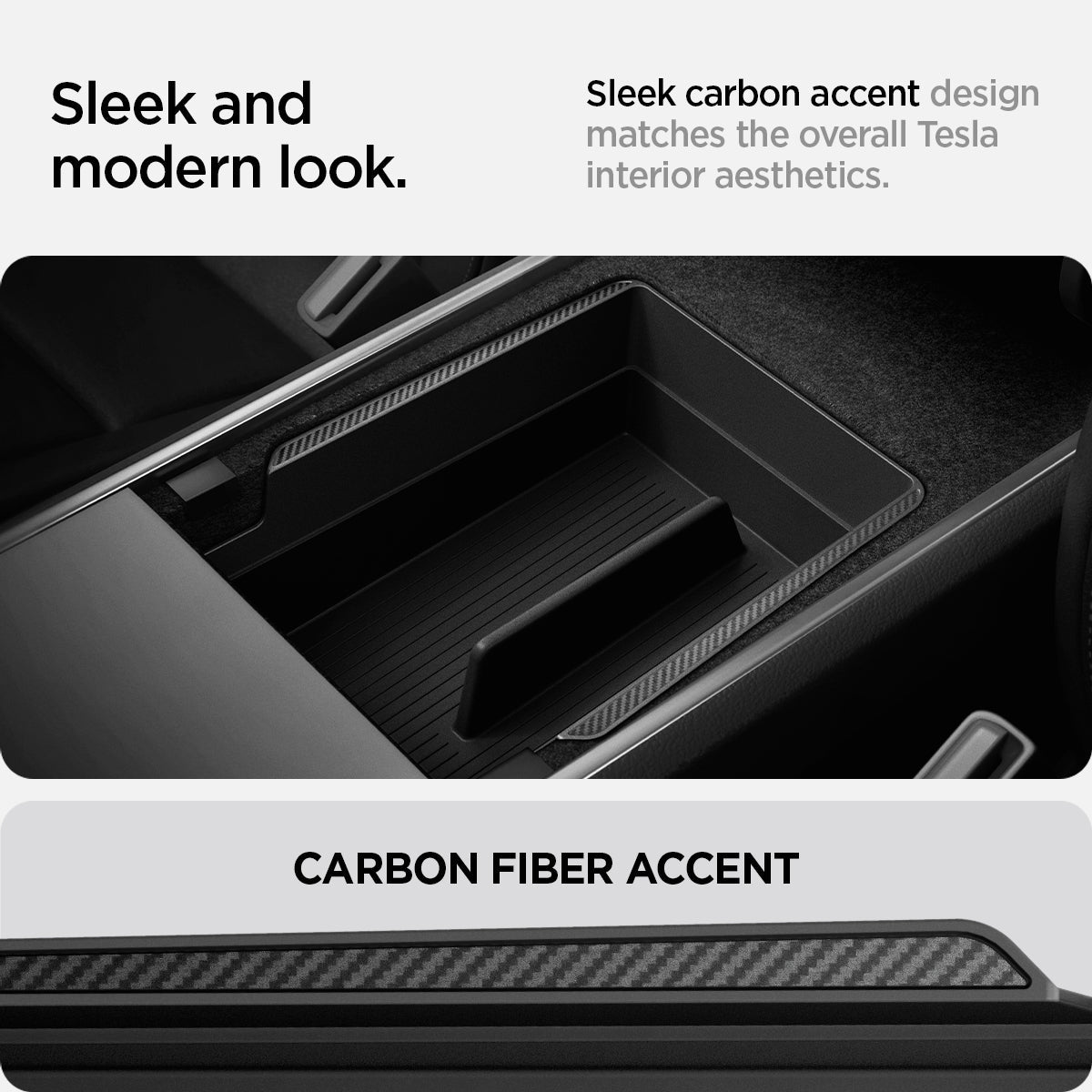 Tesla Series - Armrest Console Organizer Upper Tray | 2-Section