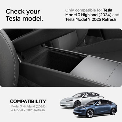 Tesla Series - Armrest Console Organizer Upper Tray | 2-Section